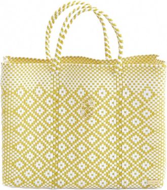 Lola's Bag Womens Travel Handmade Aztec Tote Bag With Clutch In Yellow