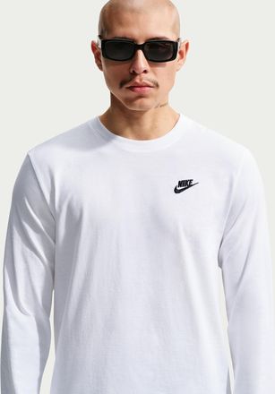 Nike Mens Nike Sportswear Club Long-Sleeve T-Shirt in White | AR5193-100