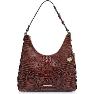 Brahmin Tabitha Croc Embossed Leather Shoulder Bag in Pecan Melbourne at Nordstrom