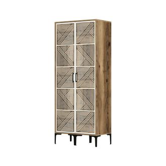 Dmora Armario 2 Puertas Alkaid, Muebles De Dormitorio, Vestidor, Armario De Ropa, 80x201h48 Cm, Nogal Y Blanco, Con Embalaje Reforzado - Dmora