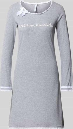 Louis & Louisa Regular Fit Nachthemd mit Statement-Stitching Modell Kuscheln in Mittelgrau, Größe XL