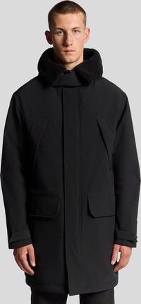 Lyle & Scott Mens Heavyweight Faux Shearling Collar Parka - Black - Size X-Small