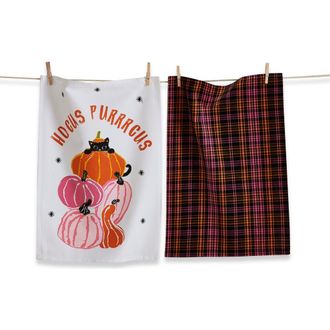 Tag Hocus Purrcus Cat Kitchen Towels Set of Two Halloween Cotton in Multicolored at Nordstrom