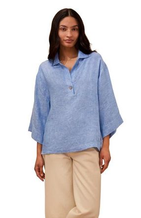 Celtic & Co. Collared Popover Linen Blouse in Vintage Blue at Nordstrom, Size 8