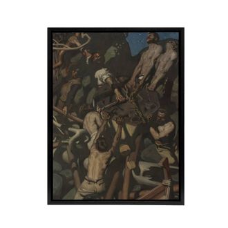 Artery8 Akseli Kallela Theft of the Sampo Painting Detail Framed Canvas Art in Brown | Size: W24 x H32