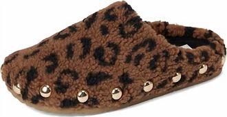 Vintage Havana Womens Leopard Studded Slippers In Brown