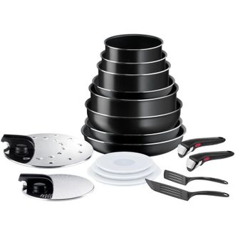 T-fal Set di pentole Ingenio Easy On da 17 pezzi, rivestimento antiaderente, indicatore di avvio della cottura, base di diffusione, cottura sana