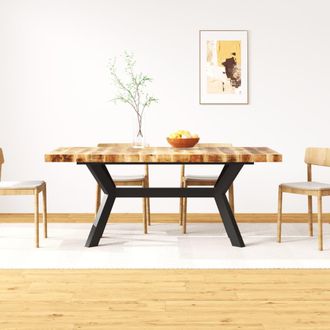 vidaXL Vidaxl - Mesa De Comedor Madera Maciza De Mango Y Cruz De Acero 180 Cm