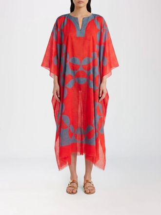Dries Van Noten Abito a caftano in cotone con stampa optical