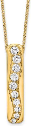 Diamond2Deal 14k Gold 3/4 Ct Lab Grown Diamond Vertical Bar Slide Pendant Necklace 18