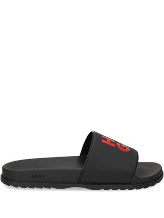 HUGO BOSS Sandali slides con stampa - Nero