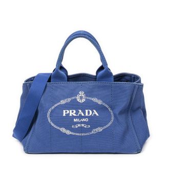 Prada Pre-owned Womens Medium Canapa Tote Shoulder Bag - Blue - One Size
