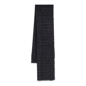 Faliero Sarti Lurex Sjaal met Franjes - Dames - Accessoires - Blauw - Maat: ONE Size Katoen
