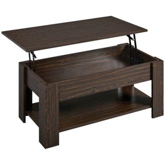 Yaheetech Mesa Centro Elevable con Estante Mesa Café con Revistero Mesita Baja de Moderno Grande para Salón 120 × 59 × 49-63,5 cm Espresso - Yaheetech