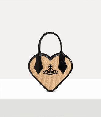 Vivienne Westwood Josephine Heart Crossbody Raffia-effect Natural