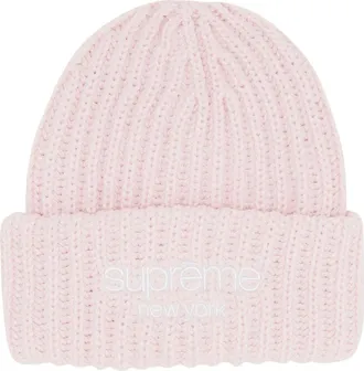 SUPREME Classic Logo Chunky Ribbed Beanie Light Pink FW24BN65-LIGHT-PINK