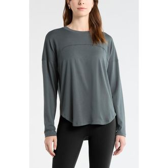 Zella Sueded High-Low Long Sleeve T-Shirt in Green Urban at Nordstrom, Size Xx-Large