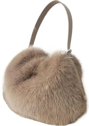 Generic Womens Plush Bags Plush Shoulder Bag Casual Temperament Large Capacity Underarm Womens Fur Handbag(Color 01)
