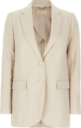 Michael Kors Linnen en Katoenen Twill Blazer - Dames - Blazers - Beige - 3XS - Katoen - Jassen