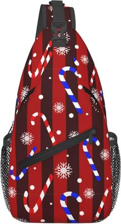 Generic Cute Christmas Candy Canes Red Vertical Stripes Crossbody Bag Lightweight Cross Body Bag Adjustable Backpack For Traveling Casual Camping