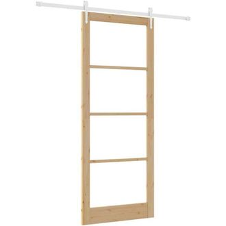 vidaXL Vidaxl - Puerta Deslizante Manual Marr&oacute;n 93 X 232 Cm Madera Y Metal