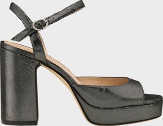 Stuart Weitzman Dayna II Leather Noir Ankle-Strap Platform Sandals