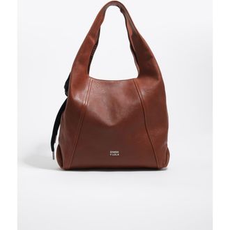 Bimba & Lola Large Leather Paper Shoulder Bag in Dark Tan at Nordstrom