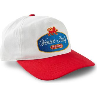 Cotton On Mens 5 Panel Hat in White Cherry Red Venice at Nordstrom