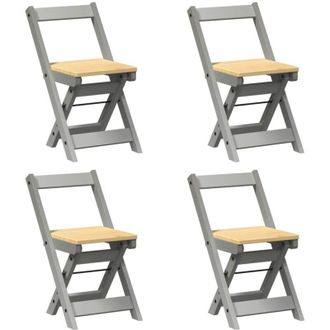 vidaXL Vidaxl - Sillas De Comedor Plegables 4 Uds Corona Madera Pino Gris