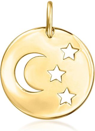 Ross-Simons Italian 14kt Yellow Gold Moon and Stars Cutout Disc Pendant