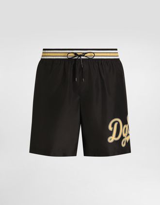 Dolce & Gabbana Medium Swim Boxer Shorts In Canvas - Man Multicolor 2