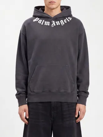 Palm Angels Felpa con cappuccio relaxed fit in cotone con logo a contrasto