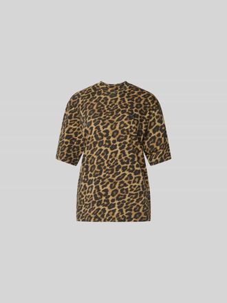 Anine Bing T-Shirt mit Allover-Animal-Print in Mittelbraun, Gr&ouml;&szlig;e XS