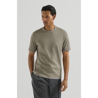 Brunello Cucinelli Cotton jersey crew neck T-shirt with faux-layering in Medium Grey at Nordstrom, Size Xxx-Large