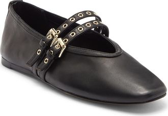 Steve Madden Lydia Flat in Black Leather at Nordstrom Rack, Size 6.5