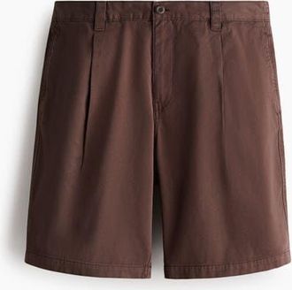 H&M Relaxed Fit Cotton Chino Shorts in Dark Brown at Nordstrom, Size X-Large