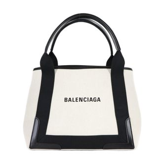 Balenciaga Black White Canvas Leather Handbag Pouch Tote Bag (Pre-Owned)