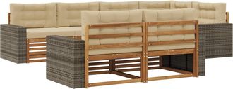 vidaXL Conjunto De Sof&aacute;s De Exterior 7 Uds. Natural Y Beige Vidaxl