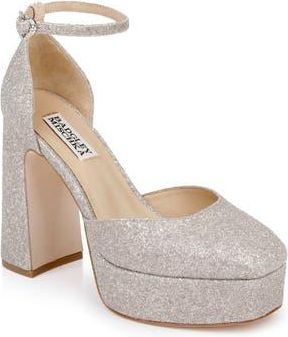 Badgley Mischka Jayda Ankle Strap Platform Pump in Champagne Glitter at Nordstrom Rack, Size 7.5