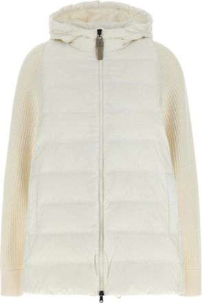 Brunello Cucinelli Jassen, Dames, Wit, XS, Wol, Glanzende Rits Donsjack