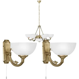 Loops Ceiling Pendant Light & 2x Matching Wall Lights Bronze Satin Glass Chandelier in Clear