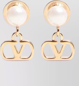 Valentino Garavani vlogo pearl detail logo stud earrings