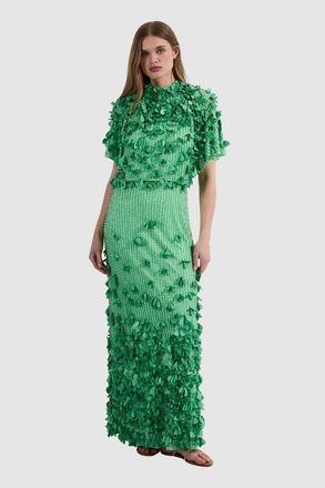 Karen Millen Crystal Applique Angel Sleeve Maxi Dress in Mint at Nordstrom, Size 12