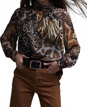 Q2 Marisma Blouse In Animal Print