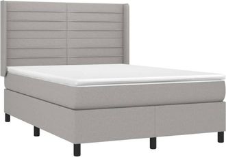 vidaXL Vidaxl - Cama Box Spring Con Colch&oacute;n Tela Gris Claro 140x190 Cm