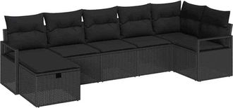 vidaXL Conjunto De Sof&aacute; De Jard&iacute;n 7 Pcs Negro 287 X 122 X 85 Cm Vidaxl
