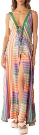 Maaji Lewis Mixed Stripe Cover-Up Maxi Dress in Open Miscellaneous at Nordstrom Rack, Size Large