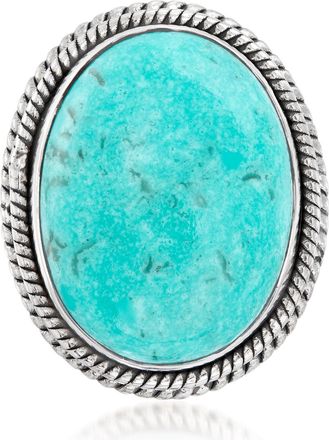 Ross-Simons Stabilized Turquoise Double-Frame Ring in Sterling Silver