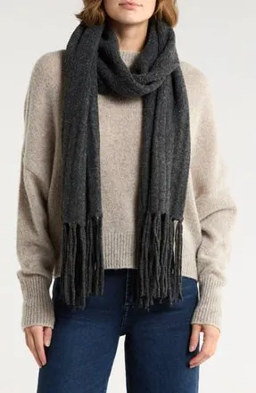 BCBGeneration Fringe Trim Muffler Scarf in Black at Nordstrom Rack
