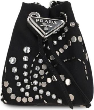 Prada Black Studded Bucket Bag